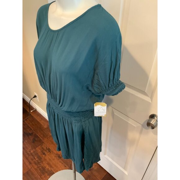 Floreat Anthropologie Dark Teal Fit & Flare Short Sleeve Dress, Size 0 - Picture 2 of 5